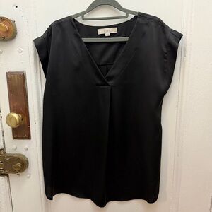 LOFT Women's Elegant Black V-Neck Blouse